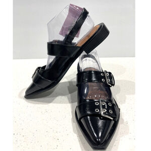 Peyton Double Buckle Slingback Flats Black Sz 8 NWT - Wild Fable -